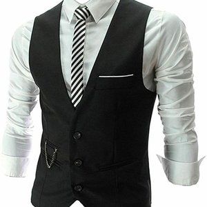 Men's Vest V-Neck Sleeveless Slim Fit Jacket